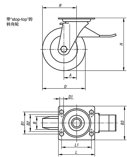 带“stop-top”的转向轮