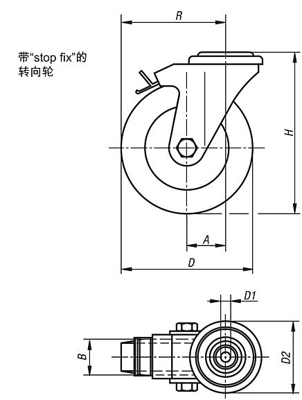 带“stop-fix”的转向轮