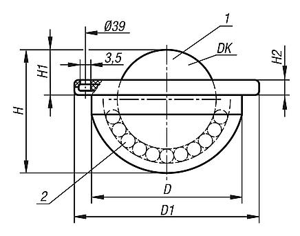 Ball transfer units with fastening holes, without housing