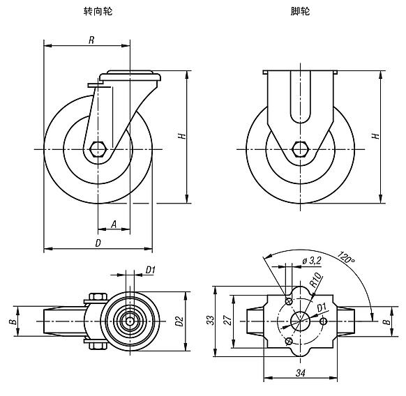 转向轮和脚轮 标准规格