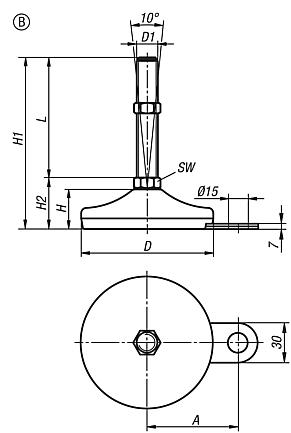 Levelling feet steel or stainless steel Form B