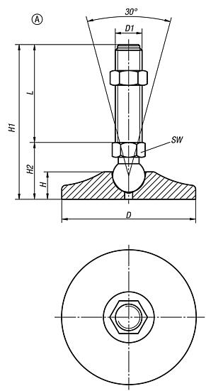 Swivel feet steel, Form A
