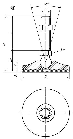 Swivel feet steel, Form B