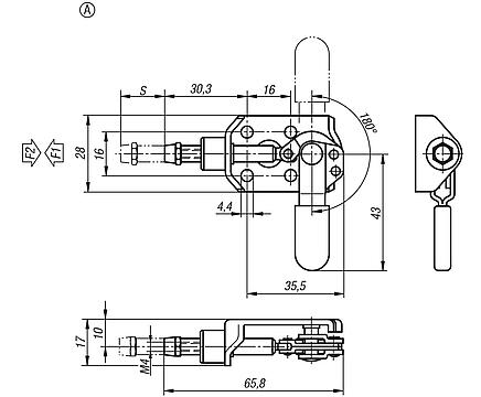 Toggle clamps mini push-pull, Form A