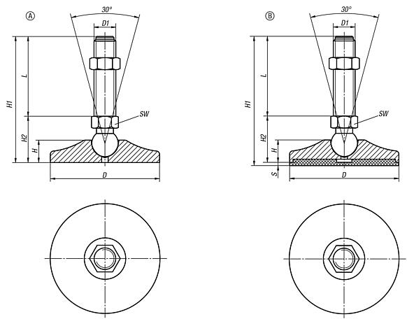 Swivel feet steel