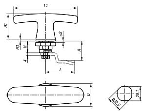 Quarter-turn lock in Hygienic DESIGN with T-grip