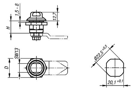 Quarter-turn locks, stainless steel in Hygienic DESIGN