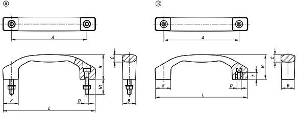 Pull handles, plastic