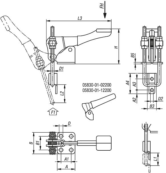 Toggle clamps latch vertical with catch plate