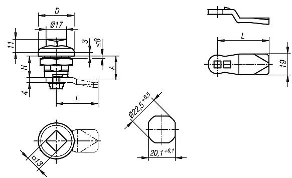 Quarter-turn locks, stainless steel in Hygienic DESIGN