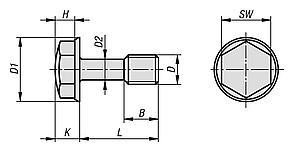 Hexagon head bolts with narrow shaft in Hygienic DESIGN