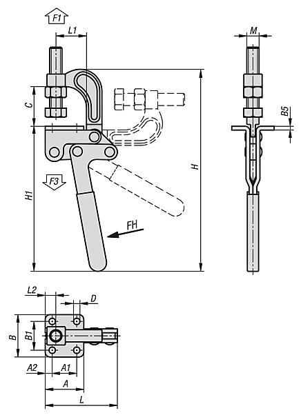 Toggle clamps pivot jaw