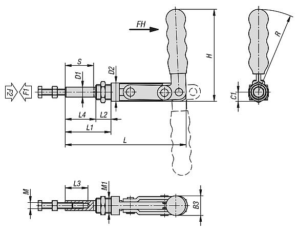 Toggle clamps push-pull without mounting bracket